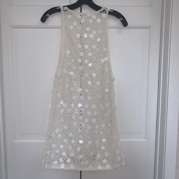 Caroline Constas White Sleeveless Crochet Coverup Sz Small - Picture 10 of 16